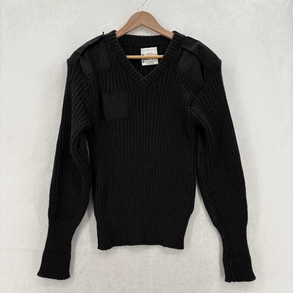 Brigade Quartermasters Sweater Mens 36 Black Wool V Neck Commando Military